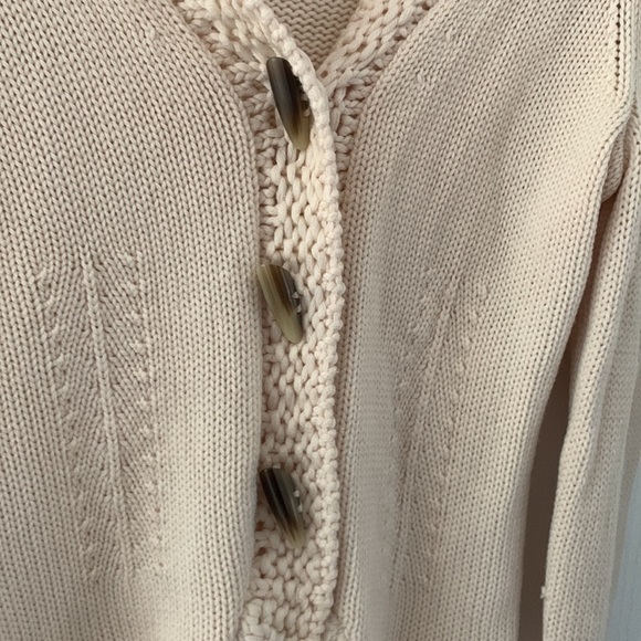 Les Copains Blue Wool Knit Crochet Cardigan size M 42 made in Italy beige - Picture 16 of 16